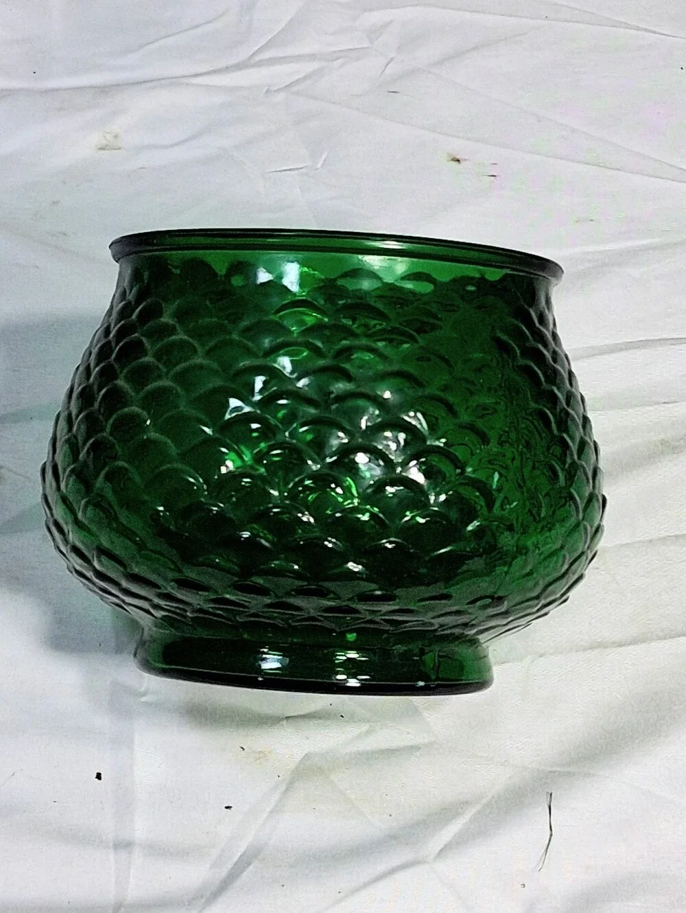 E.O. Brody Vintage 60's & 70''s Emerald Green Fish Scale Pattern Bowl/Planter
